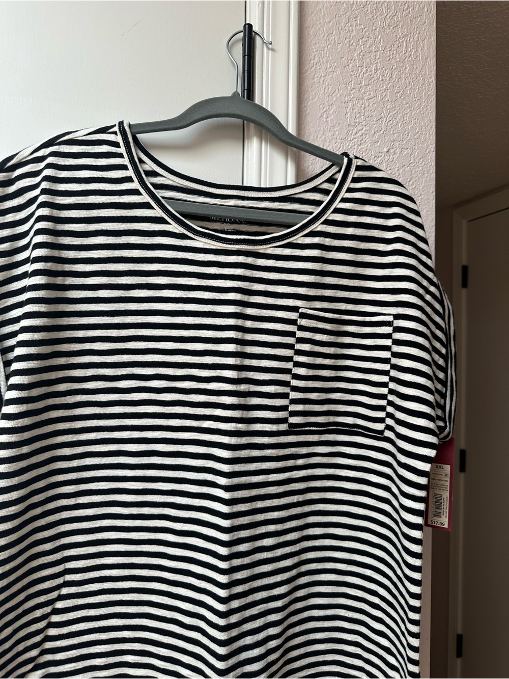 Black & White Striped Pocket Tee